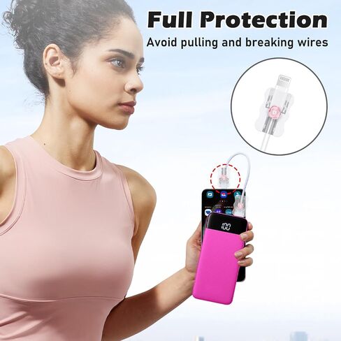 Wave Clear Cable Protector for iPhone Adapter Charger,Cute Pink Rose Flower Pearl Pattern, Glitter Bling Data Cable Wire Saver Phone Charger Protector for iPhone XR 11 12 13 14 15 16 Pro Max in Saudi Arabia