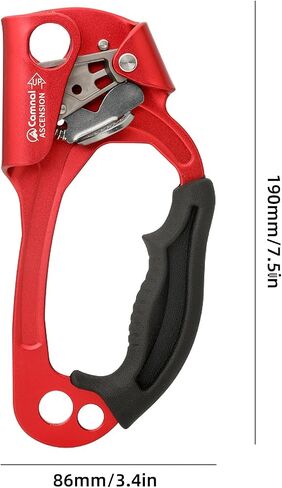 Climbing Hand Ascender Mountaineering Rock Climbing Tree Arborist Strong Rappelling Gear Equipment Rope Clamp with Ergonomic Rubber Handle, Aluminum Alloy Climbing Ascender for 10~13MM Rope in Saudi Arabia