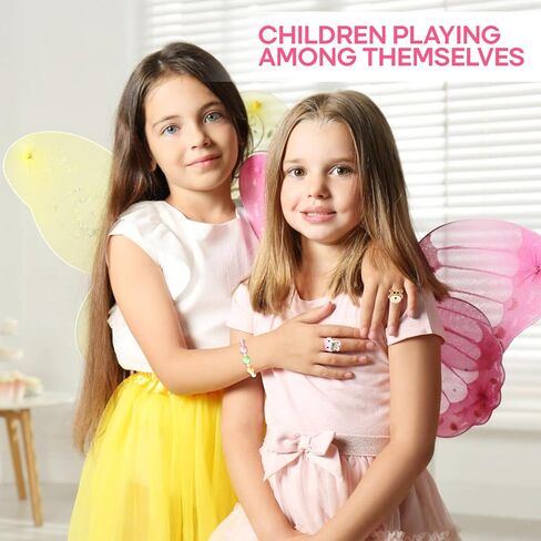 BXDOW 36 قطعة من خواتم الجوهرة للفتيات الصغيرات، حلقات الزهور المعدنية للفتيات والأطفال مجموعة مجوهرات للتظاهر باللعب واللباس، هدايا لطيفة للحفلات in Kuwait