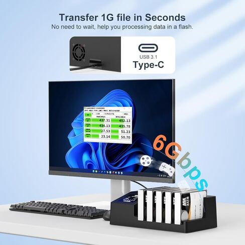 5 Bay Hard Drive Dock,MAIWO HDD Docking Station with Offline Clone Function for 2.5" 3.5" SATA SSD/HDD, Drive Bay with LED Light, Support 5x18TB Expansion,Auto-Sleep in Saudi Arabia