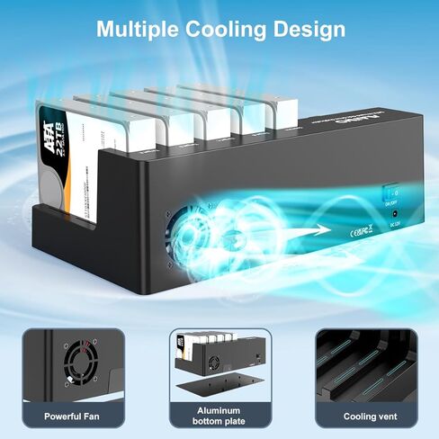 5 Bay Hard Drive Dock,MAIWO HDD Docking Station with Offline Clone Function for 2.5" 3.5" SATA SSD/HDD, Drive Bay with LED Light, Support 5x18TB Expansion,Auto-Sleep in Saudi Arabia