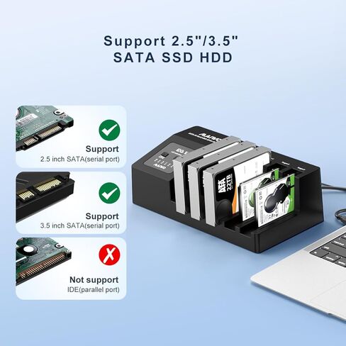 5 Bay Hard Drive Dock,MAIWO HDD Docking Station with Offline Clone Function for 2.5" 3.5" SATA SSD/HDD, Drive Bay with LED Light, Support 5x18TB Expansion,Auto-Sleep in Saudi Arabia