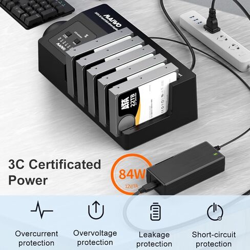 5 Bay Hard Drive Dock,MAIWO HDD Docking Station with Offline Clone Function for 2.5" 3.5" SATA SSD/HDD, Drive Bay with LED Light, Support 5x18TB Expansion,Auto-Sleep in Saudi Arabia