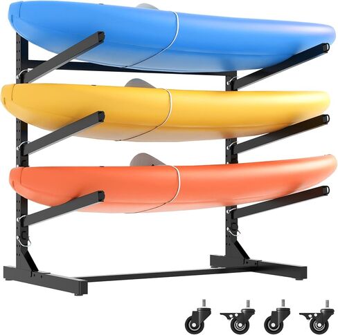 Kayak Storage Rack, Heavy Duty Kayak Stand Canoe Rack with Wheels, Freestanding Kayak Holder Stand for Kayaks, Canoes, Surfboard, Paddleboard Storage in Kuwait