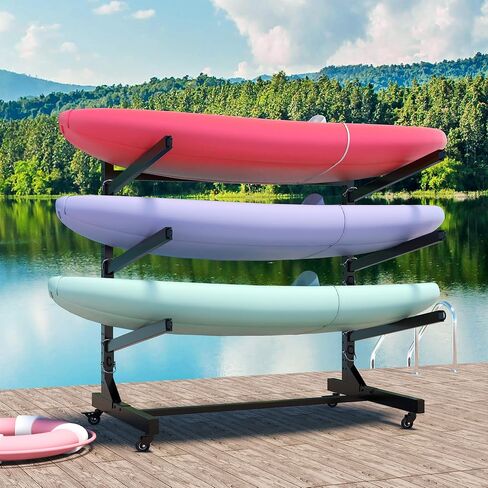 Kayak Storage Rack, Heavy Duty Kayak Stand Canoe Rack with Wheels, Freestanding Kayak Holder Stand for Kayaks, Canoes, Surfboard, Paddleboard Storage in Kuwait