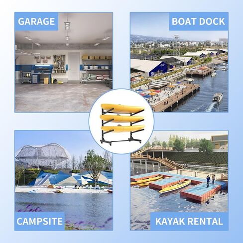 Kayak Storage Rack, Heavy Duty Kayak Stand Canoe Rack with Wheels, Freestanding Kayak Holder Stand for Kayaks, Canoes, Surfboard, Paddleboard Storage in Kuwait