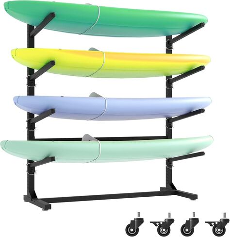 Kayak Storage Rack, Heavy Duty Kayak Stand Canoe Rack with Wheels, Freestanding Kayak Holder Stand for Kayaks, Canoes, Surfboard, Paddleboard Storage in Kuwait