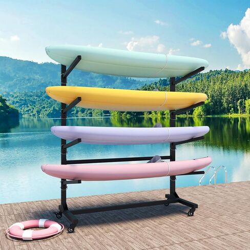 Kayak Storage Rack, Heavy Duty Kayak Stand Canoe Rack with Wheels, Freestanding Kayak Holder Stand for Kayaks, Canoes, Surfboard, Paddleboard Storage in Kuwait