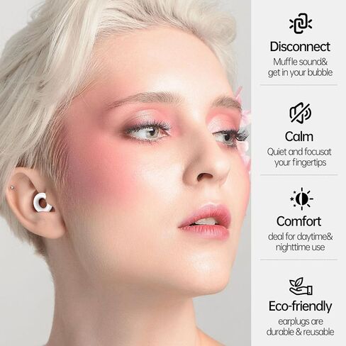 JQKA Ear Plugs for Concerts,Travel, Airplane,Motorcycles,Work & Noise Sensitivity.Soft Reusable Hearing Protection in Flexible Silicone for Sleep.8 Ear Tips in XS, S, M, L – 18dB Noise Cancelling in Saudi Arabia