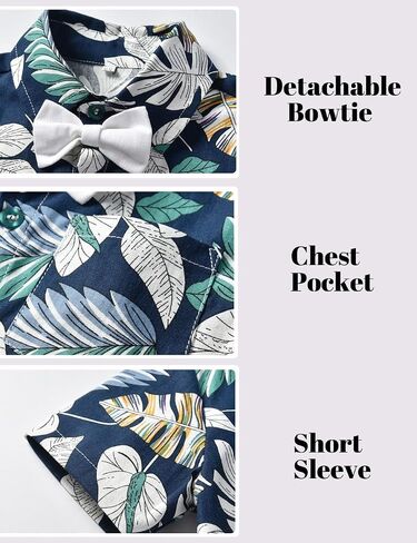 JunNeng Toddler Baby Boy Shorts Sets Hawaiian Outfit,Infant Kid Leave Floral Short Sleeve Shirt Top+shorts Suits,Blue in Saudi Arabia