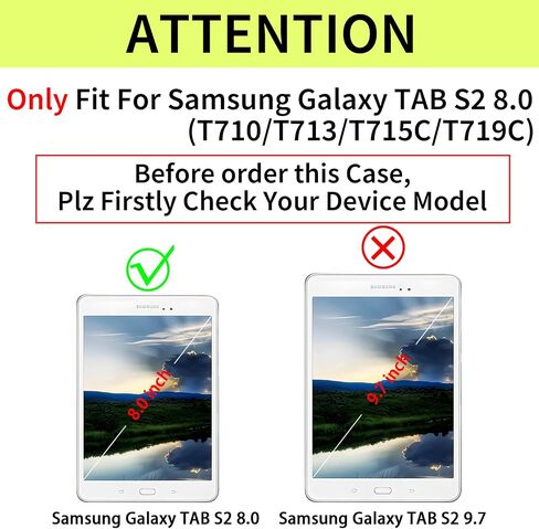 Tri-Fold Case Compatible with Samsung Galaxy TAB S2 8.0 inch Tablet (SM T710/T713/T715C/T719C), Includes a Screen Protector - Premium PU Leather Tri-Fold Cover with Auto Sleep/Wake in Saudi Arabia