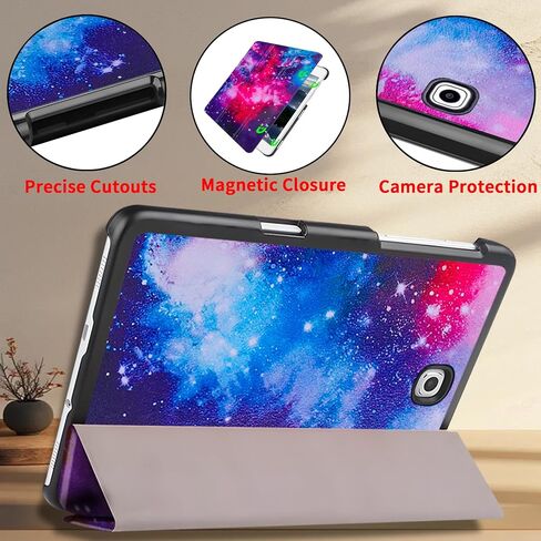 Tri-Fold Case Compatible with Samsung Galaxy TAB S2 8.0 inch Tablet (SM T710/T713/T715C/T719C), Includes a Screen Protector - Premium PU Leather Tri-Fold Cover with Auto Sleep/Wake in Saudi Arabia
