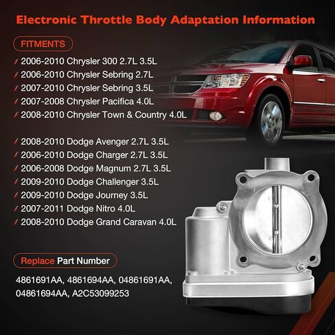 جسم خانق إلكتروني 4891735AC - متوافق مع 2007-2017 Jeep Patriot Compass، 2008-2014 Dodge Avenger، 2009-2017 Journey، 11-14 Chrysler 200، 07-10 Sebring - استبدال # 04891735AC، 4891735AD in Saudi Arabia