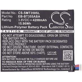 Cameron Sino Battery for Samsung Galaxy Tab A 8.0, Galaxy Tab A 8.0 SM-T350, SM-P350, SM-T350 PN:Samsung EB-BT355ABA 4200mAh