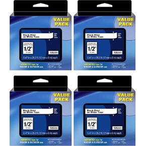 TZE-231 Compatible Brother Label Makers Tape TZe 231 TZ-231 Label Tape 12mm 0.47 White, Work for Brothers Ptouch PT-H110 PT-D410 PT-D600 PT-D200 PT-D210, Black on White, Work for Home Office