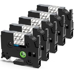 Labelife Tze-221 Tze221 Tze Tz Tape 9mm 0.35 استبدال أبيض مغلفة لـ Brother P Touch Label Tape 9mm Label Maker Tape for Brother PT-D210 PT-D220 PT-D200 PT-H110 PT-D400 ، 3/8 بوصة ، 5 عبوات