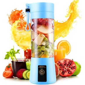Juicer Machines Vegetable and Fruit, Portable Blender Home USB Rechargeable Extractor De Jugos, 4-Blades Ninja Juicer, Licuadora Portatil Mini Blender (Blue)