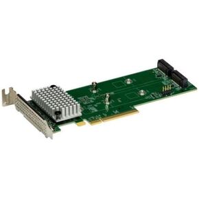 Supermicro LP PCIe 4.0 x8 Hybrid NVMe/SATA M.2 RAID 0/1 Carrier, SAS3808 RAID Controller, AOC-SLG4-2H8M2-O