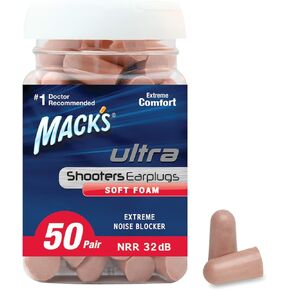 Mack’s Ultra Soft Foam Shooting Earplugs, 7 Pair with Travel Case – 32 db High NRR, Comfortable Ear Plugs for Hunting, Tactical, Target, Skeet and Trap Shooting