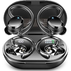 Wireless Earbuds Sport, 2025 Bluetooth 5.4 Headphones with Earhooks, 50H Stereo Deep Bass Over Ear Buds with 4 ENC Noise Canceling Mics, IP7 Waterproof Earphones for Running Workout Gym (Android/iOS)