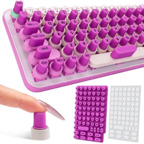 70PCS Raised Keyboard Stickers for Long Nails, Universal Nail Art Keyboard Bubbles, Self-Adhesive Keyboards for Long Nails, Comfortble Silicone Typing Keycaps for Office Girls Gaming - Pink