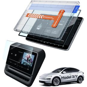 Screen Protector Matte for 2026 2025 Tesla Model Y Juniper& 2024 2025 Model 3 Highland [No Glare, No Fingerprints] Accessories 15.4''Navigation& 8.4''Rear Protector Tempered Glass-2 Pack