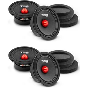 DS18 4X 6.5 Aluminum Bullet Speakers - 480W Max, 4 Ohm, Red, Foam Rings, Midrange, Car/Truck Stereo Sound System