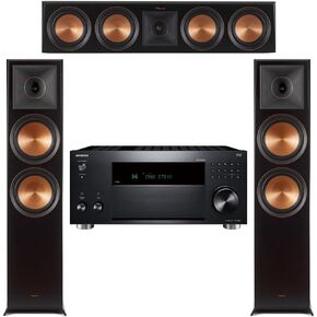 Klipsch 3.0 Ebony Home Theater System with 2 RP-8000F, 1 RP-504C, 1 Onkyo RZ50 Receiver