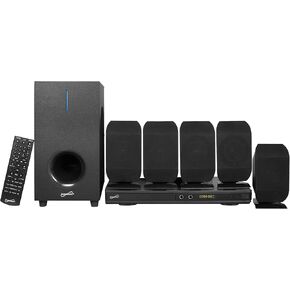 Supersonic SC-38HT 5.1 Surround Channel DVD Home Theater System with DVD/CD Support, Karaoke Mic Jacks, USB Input, FM Radio, 75W Speaker Output, Multi-Language Support, and Remote Control!