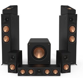 Klipsch 7.1 Ebony System - Model RP-6000F II, RP-404C II, RP-500M II, RP-500SA II, RP-1200SW
