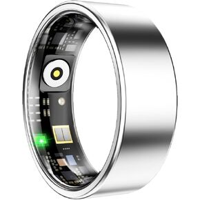 Smart Ring for Women Men, Sleep Tracker Ring,Waterproof Fitness Tracker Health Rings with Heart Rate Monitoring,Blood Oxygen,Stress Distance Calories Steps Tracking,No Subscription Fee(Light Silver#8)