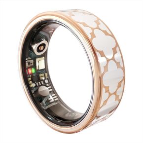 Smart Ring Sleep Tracking Heart Rate Monitor 5ATM Waterproof Fitness Ring with Blood Oxygen/Stress/HRV Tracking Women Cycle Prediction Titanium Alloy Design Compatible with Android and iOS White 7