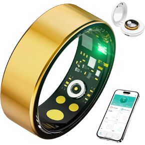 Fervidus Smart Health Ring for Women Men, Fitness Tracker with Heart Rate, Blood Oxygen, Blood Pressure, Sleep Monitoring, Step Counting, IP68 Waterproof for iPhone and Android, Size 7