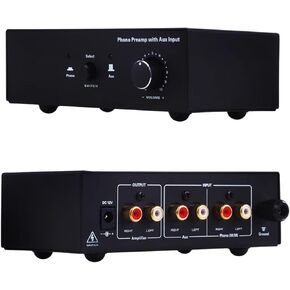 Phono Turntable Preamp, Audio Preamplifiers for Vinyl Player, with Input/Output, Adjustable Volume, Low Noise, for Record Player, Home Audio