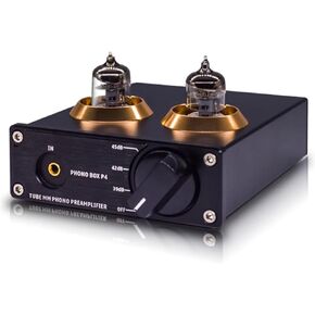 Phono Preamp, Mini Stereo Audio Hi-Fi Preamplifier, with Gain Gear, Vacuum Tubes, Pre-Amplifier for MM/MC Turntable Phonograph and Record Player