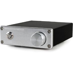 MM/MC Phono Preamp,Turntable Preamplifier, Hi-Fi Pre Amp, with Adjustable Volume, Input & Output, DC12V Power Adapter, for Mini Stereo Audio Phonograph (A)