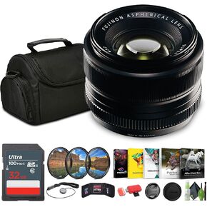 FUJIFILM XF 35mm f/1.4 R Lens + Soft Lens Case + 32GB Memory Card Bundle with 3PC MC PRO Filter KIT UV/CPL/F 52BL + Lens Cap Keeper + More
