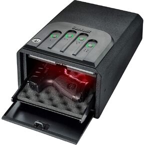 GunVault MiniVault - Quick Access Automatic Slide-Out Handgun Safe with Patented No-Eyes® Keypad (1 Pistol Capacity)