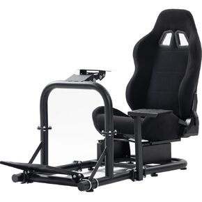 Marada Racing Cockpit Frame with Black Seat Upgrade Stable Racing Wheel Stand for Logitech G25 G27 G29 G920, Thrustmaster, Fanatec, Wheel Pedal and Shifter Not Include