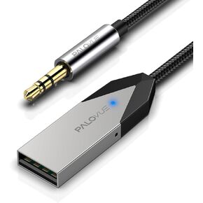 PALOVUE Bluetooth Aux Adapter, Audio Car Kit USB Adaptor with 3.5mm Jack for Car Music Streaming and Calling or Home Stereo, Built-in Microphone