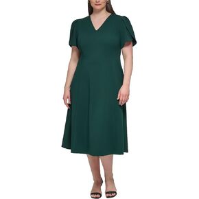 فستان نسائي من Calvin Klein برقبة دائرية وأكمام قصيرة من التوليب in Kuwait