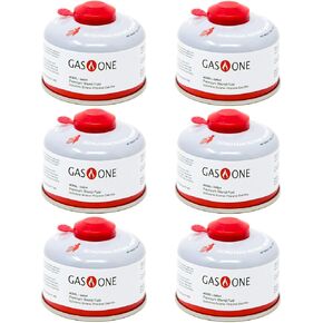 Gas One Camping Fuel Blend Isobutane Fuel Canister 100gram (6 Pack)