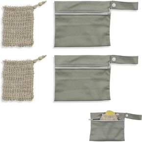 2Set Travel Soap Bar Case - 2 Soap Bags & 2 Foaming Nets,Waterproof & Leakproof Bag With Natural Cotton-Linen Soap Foaming Net,Portable Quick-Dry Waterproof Bag for Travel & Camping