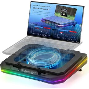 Cooling Pad for Lenovo Legion Y540-15IRH Gaming Laptop Cooler with Powerful Turbo Cooling Fan Can Fast Cooling CPU+GPU 40°C, Variable Speed,6 RGB Light Mode,Touch Control, LCD Screen, 3 USB-A Port