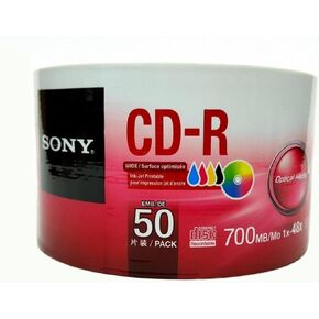 Sony CD-R White Inkjet Hub Printable 48X 700MB 80min Blank Disc (50 Discs)