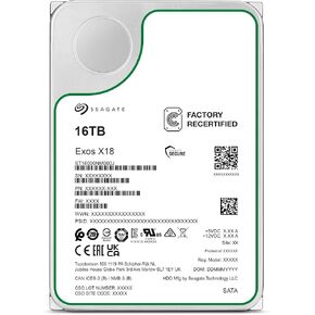 Seagate Exos X18 Enterprise 16TB HDD, CMR 3.5" Hyperscale SATA 6GB/s, 7200rpm, 512e, 4Kn Fast Format, Low Latency with Improved Caching, Model No.: ST16000NM000J (Refurbished)