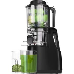 Cold Press Juicer, 6.5" Wide Feed Chute Juice Extractor Machine with Handle, High Juice Yield, 350W Professional Slow Masticating Juicer for Whole Vegetables & Fruits, Easy to Clean for Batch Juicing