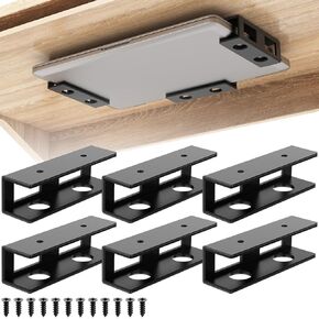 6 PCS Under Desk Laptop Mount with Anti-Scratch Silicone Pad Under Desk Holder Mount Shelf for Laptop Keyboard Storage（2 Pack）
