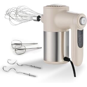 9-Speed Hand Mixer Electric,400W Powerful Black Electric Hand Mixer,handheld Mixer for Baking Cake Egg Cream,Turbo Boost/Digital Display + 9 Speed + Eject Button + 6 Stainless Steel Accessories
