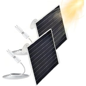 Solar Panel for Security Camera 5V9W, IP65 Waterproof Camera SolarPanel with 360°Adjustable Mounting, USB Solar Panel for Security Camera with USB-C Port & MicroUSB, Long Charging Cable(2 Pack)